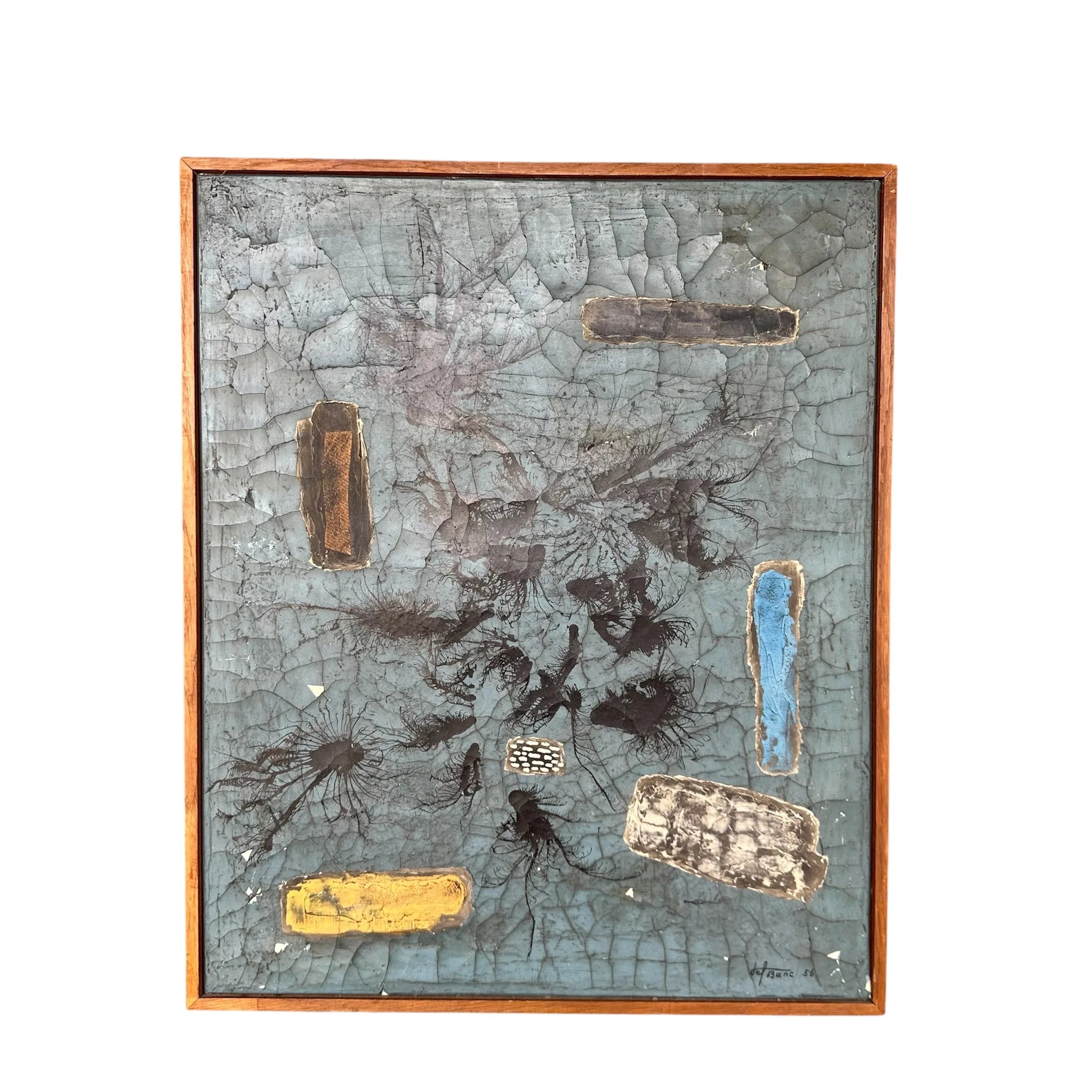 1956 Joseph (Jef) Banc Abstract Mixed Media Painting – Main Street