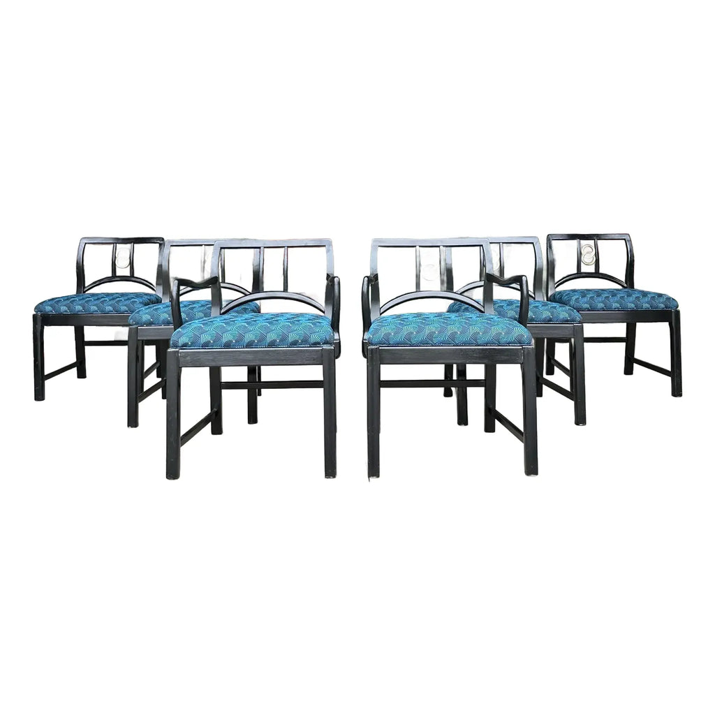 Mid-Century Modern Michael Taylor for Baker Dining Chairs W. Interlocking Circle