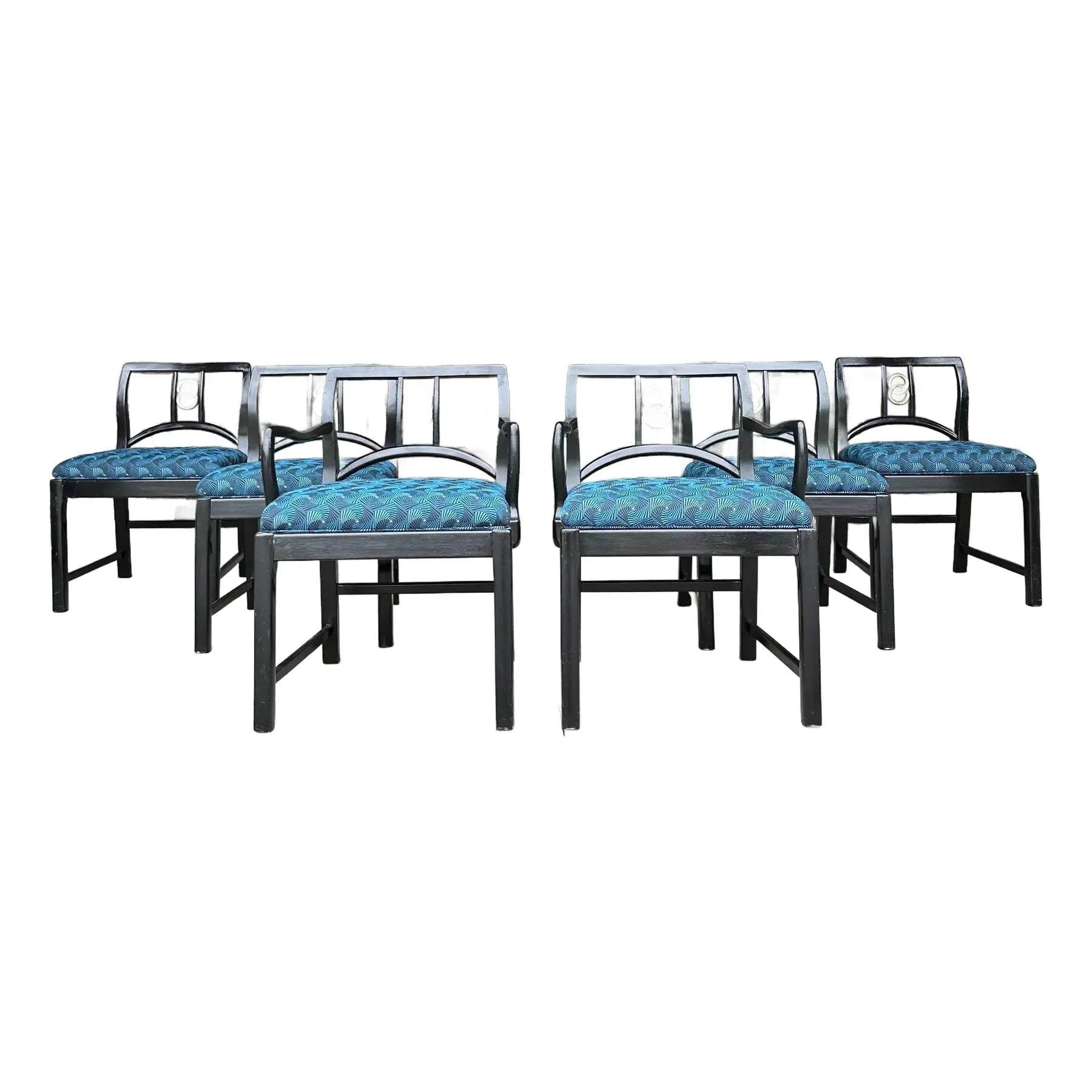 Mid-Century Modern Michael Taylor for Baker Dining Chairs W. Interlocking Circle