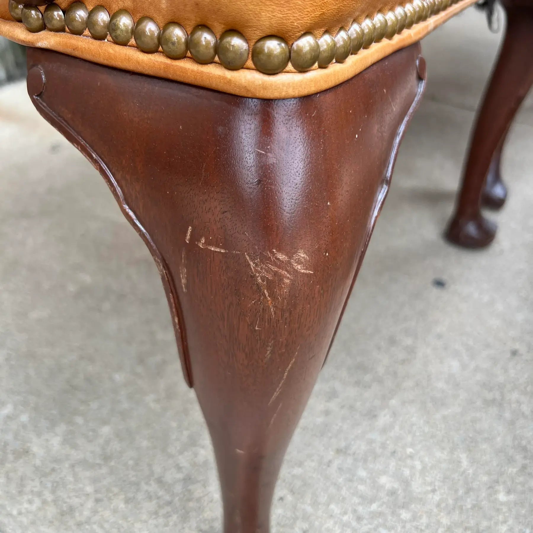 10 Antique Leather and Wood Arm Chairs Dining Conference Desk