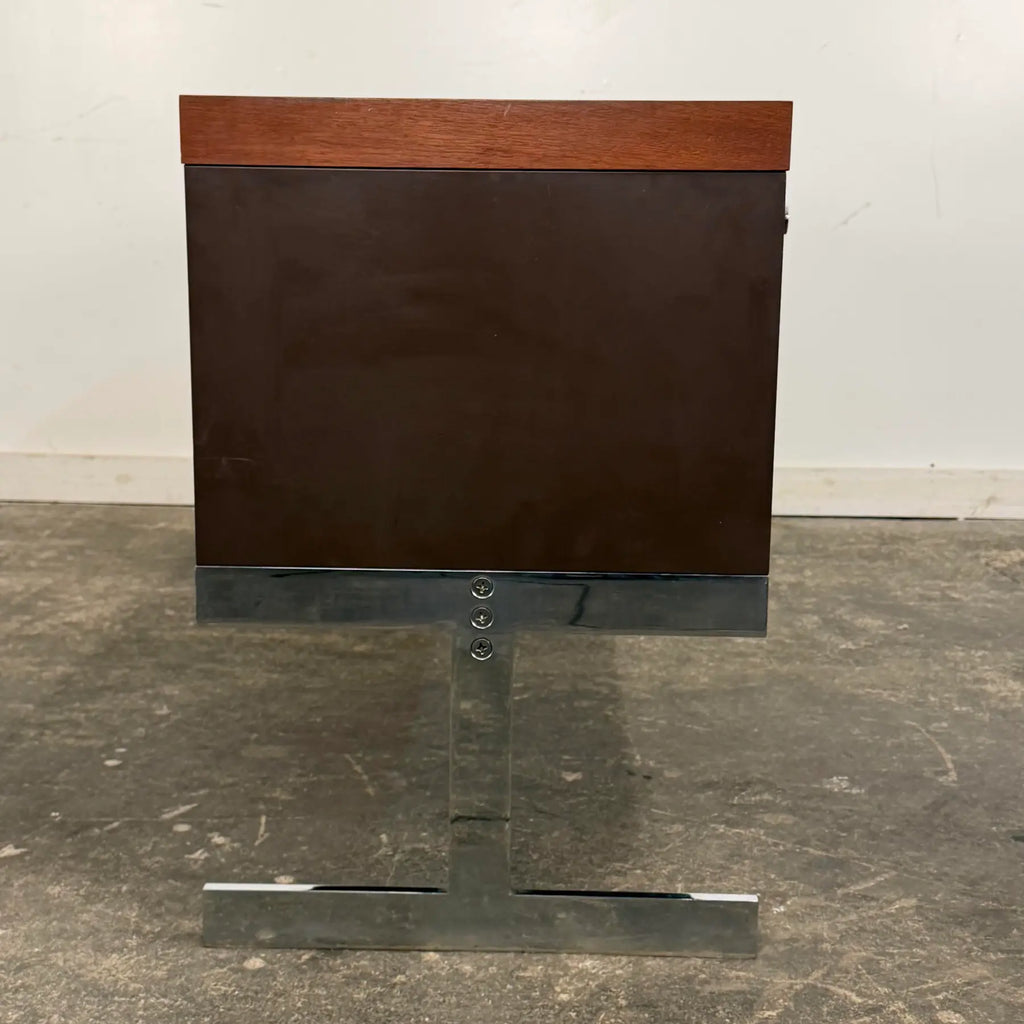 Peerless Steel Equipment Co. Walnut and Steel Credenza