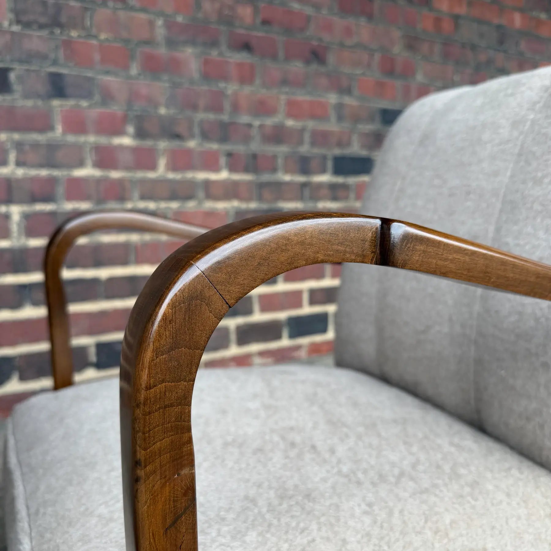 Pair of Restored European Modern Lounge Chairs in Teddy Mohair Style Fabric