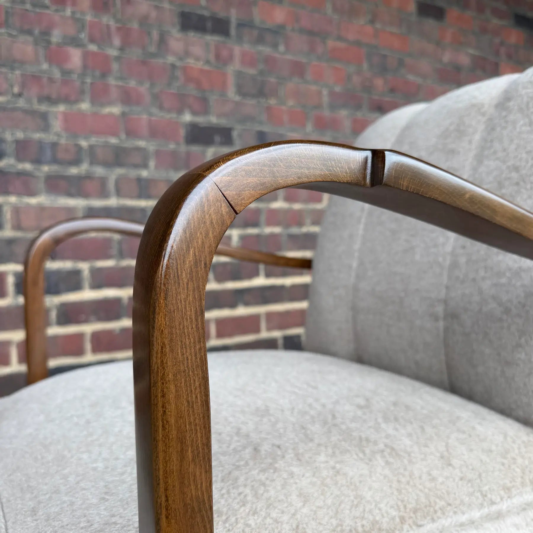 Pair of Restored European Modern Lounge Chairs in Teddy Mohair Style Fabric