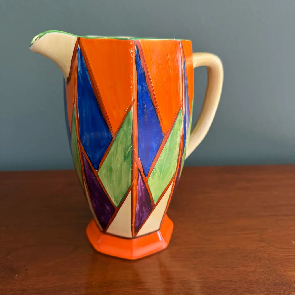 1929 Clarice Cliff Original Bizarre Athens Jug – Blue, Orange & Green Geometric