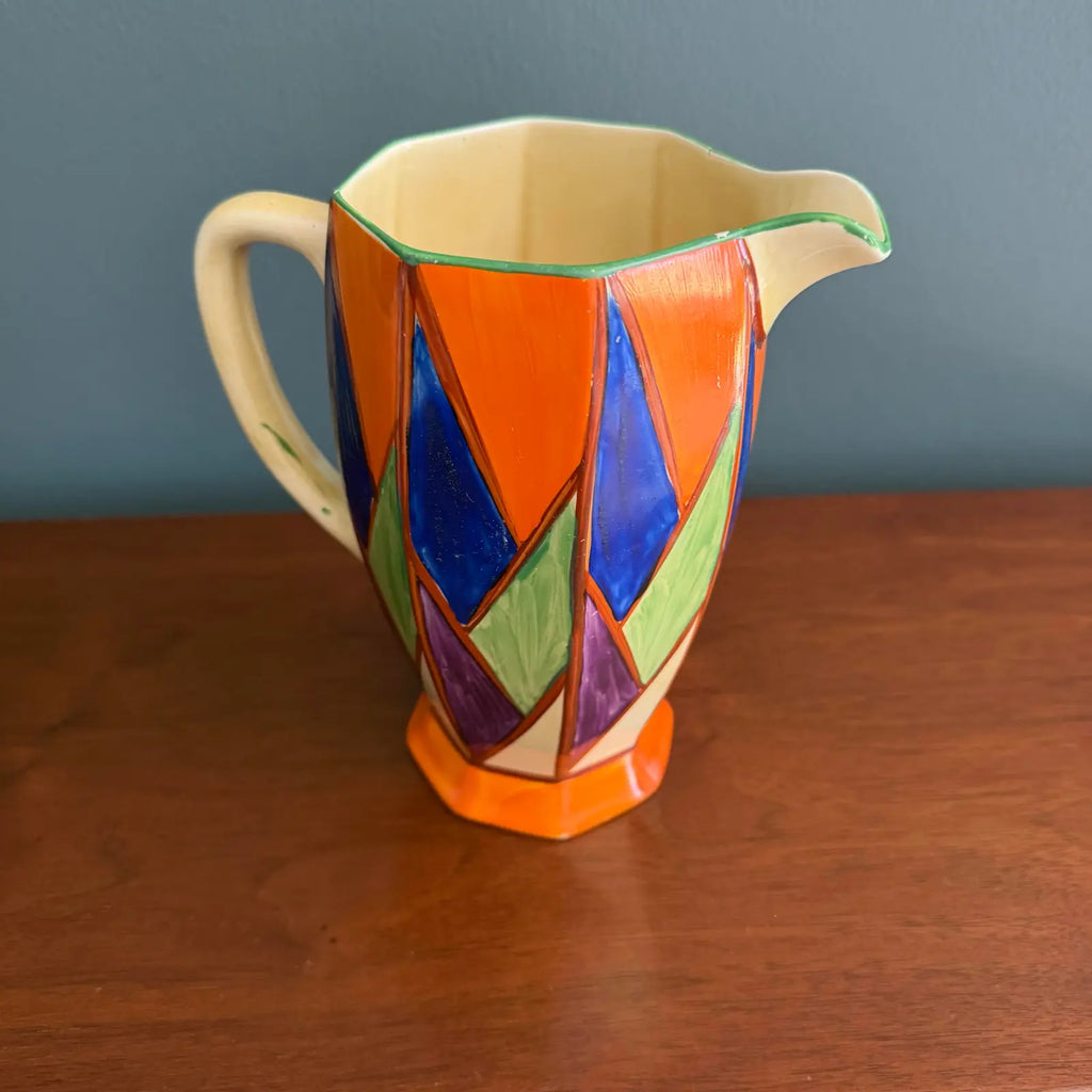 1929 Clarice Cliff Original Bizarre Athens Jug – Blue, Orange & Green Geometric