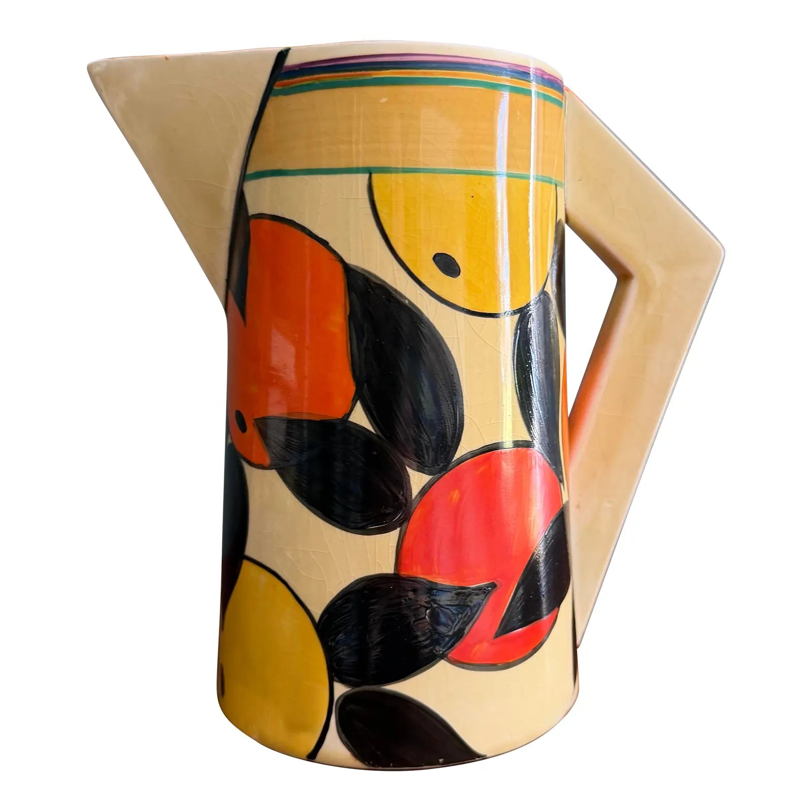 1930s Clarice Cliff Orange & Lemon Pattern Odilon Jug – Scarce Shape