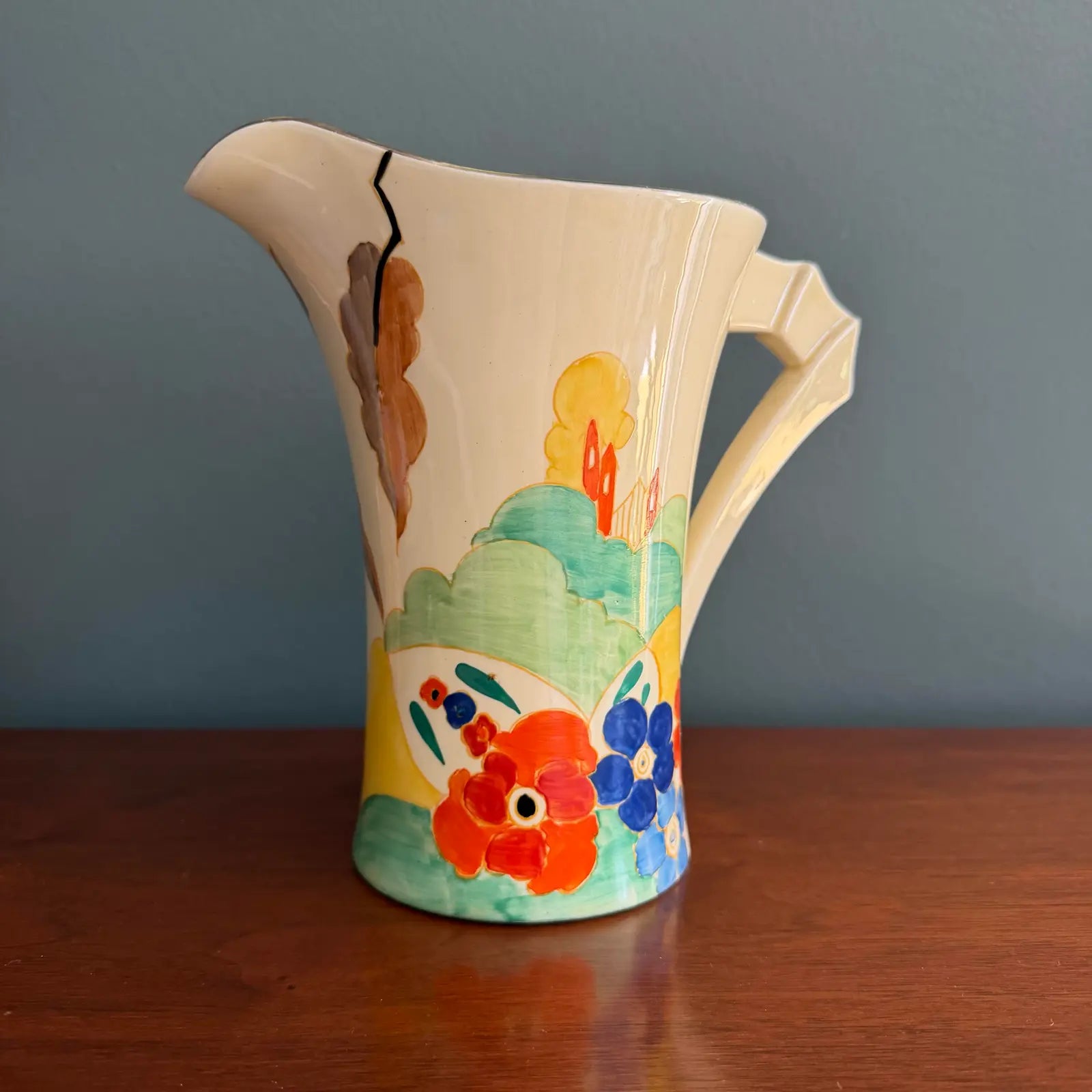 1933 Clarice Cliff “Secrets” Pattern Daffodil Shape Jug – Scarce Form