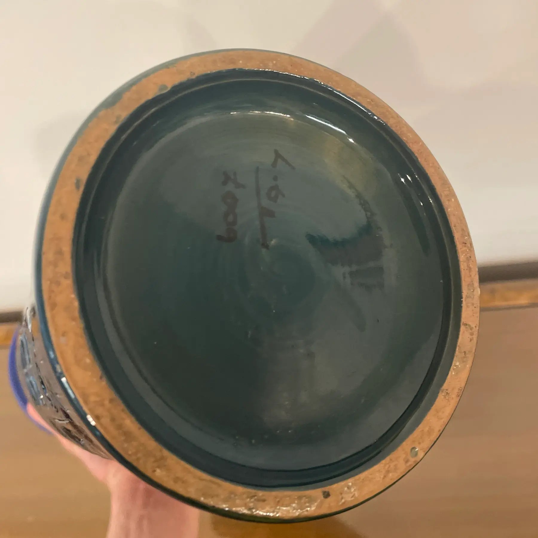 1950s Mid-Century Blue Italian Vase Bittosi or Aldo Lundi Style