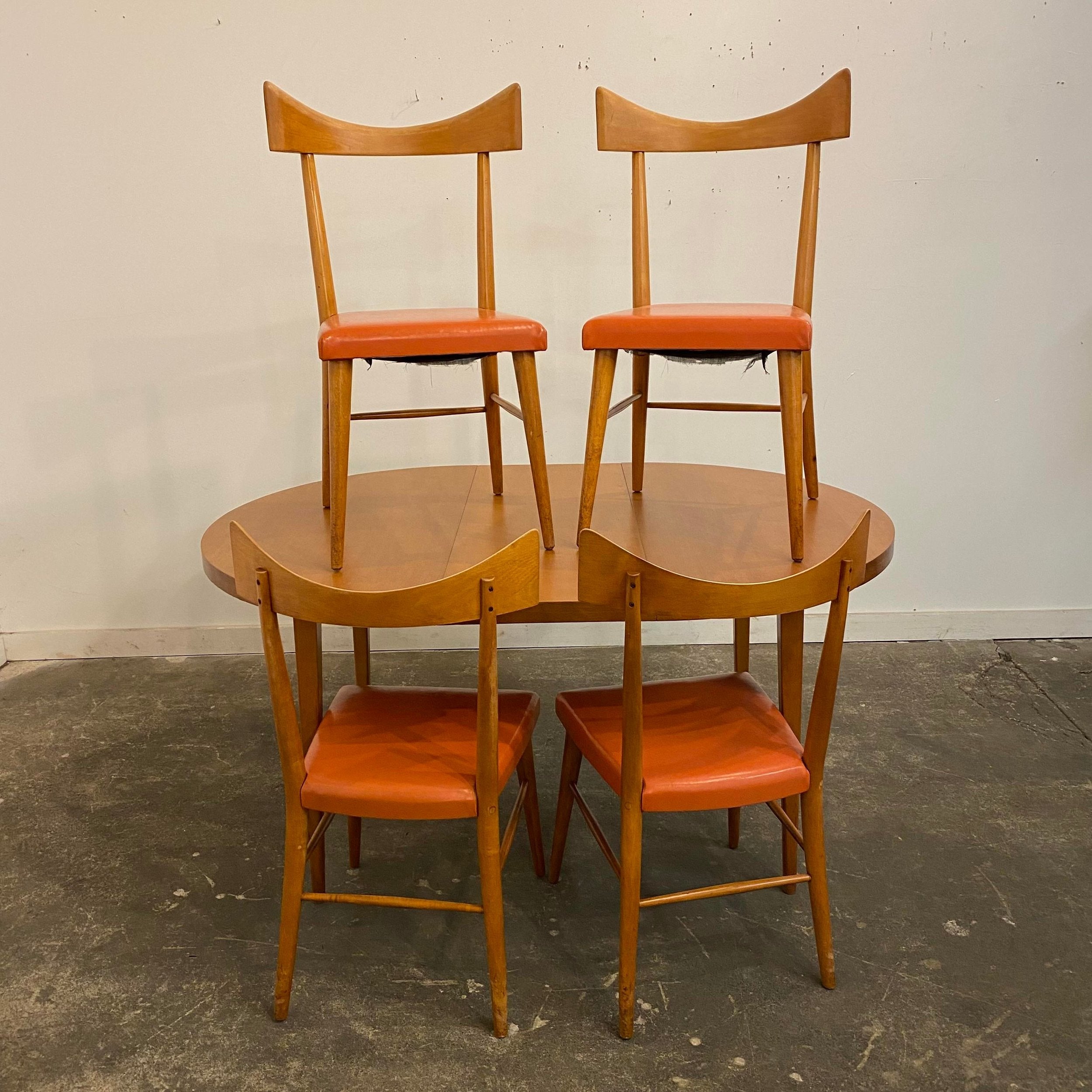 1950s Paul McCobb Planner Group Dining Table and Chairs with One Leaf - 6 Pieces