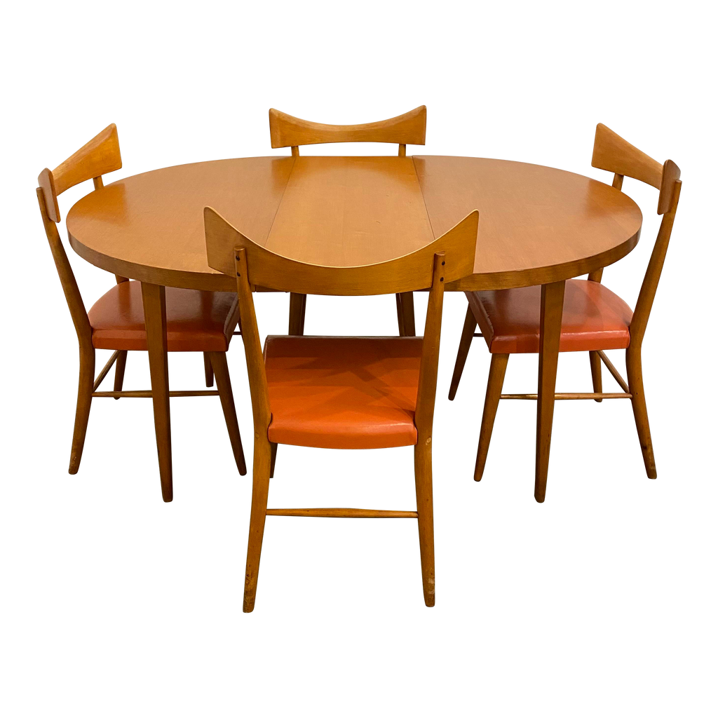 1950s Paul McCobb Planner Group Dining Table and Chairs with One Leaf - 6 Pieces