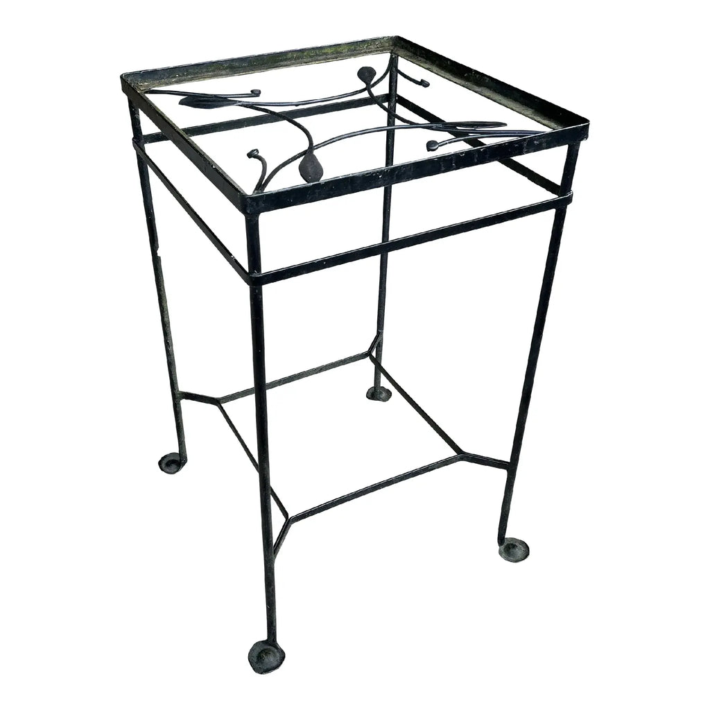1950s Salterini Outdoor Patio Iron Tall Side Table, Attributed