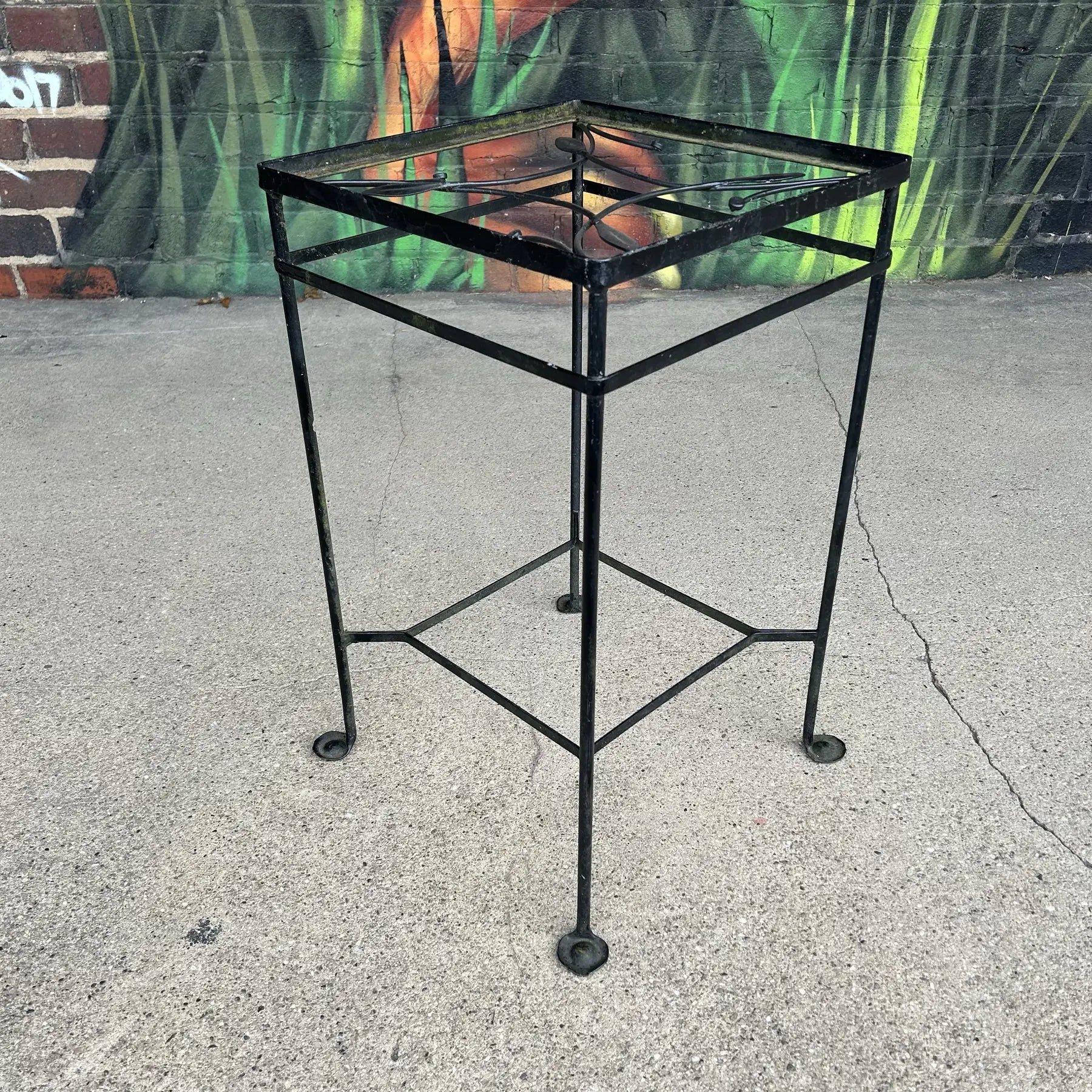 1950s Salterini Outdoor Patio Iron Tall Side Table, Attributed