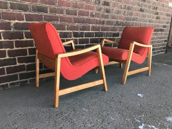Pair of Jens Risom Lounge Arm Chairs