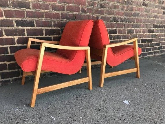 Pair of Jens Risom Lounge Arm Chairs