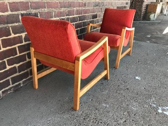 Pair of Jens Risom Lounge Arm Chairs