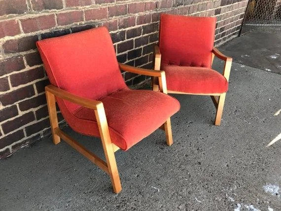 Pair of Jens Risom Lounge Arm Chairs
