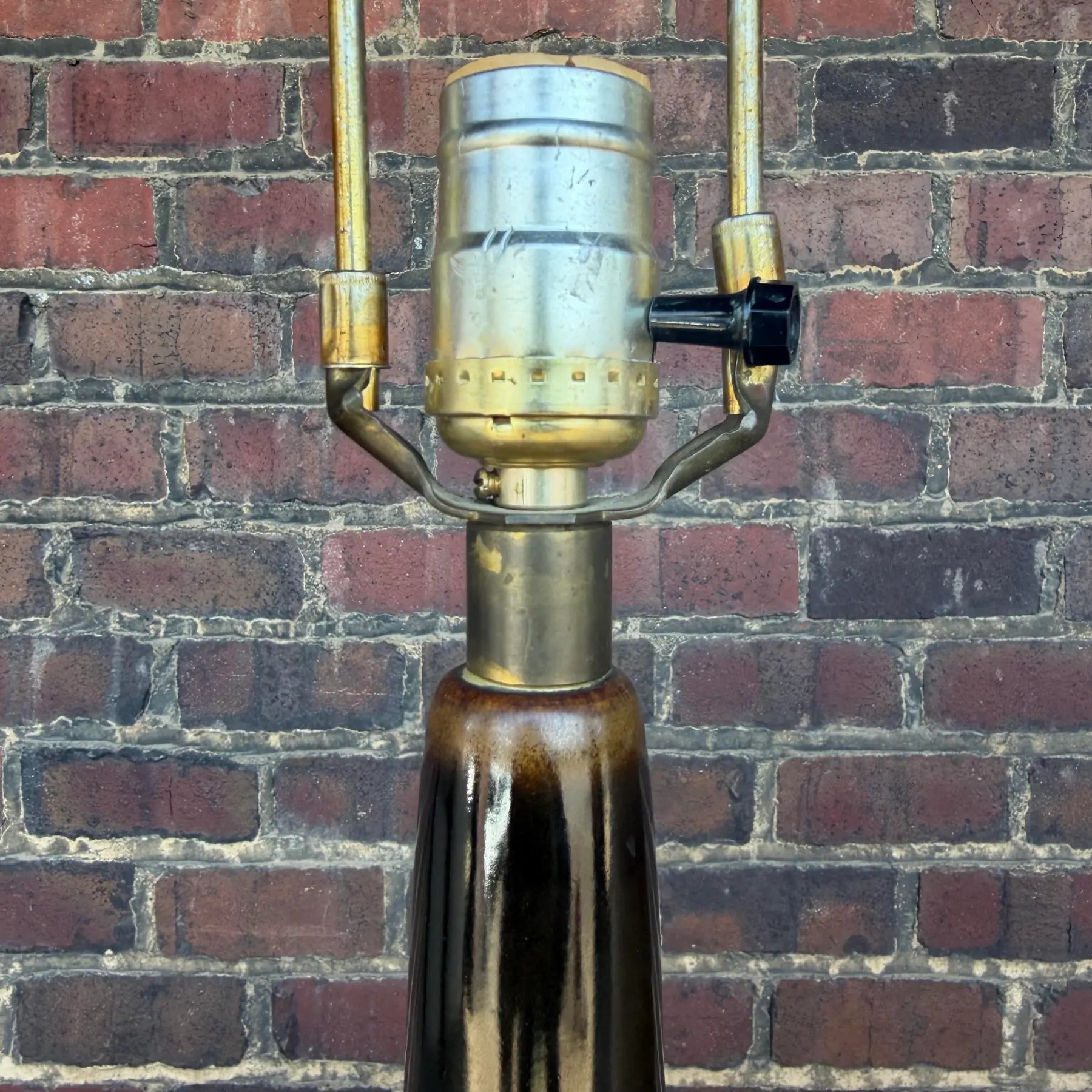 1960s Mid-Century Modern Lotte and Gunnar Bostlund Danish Brown Ceramic Table Lamp