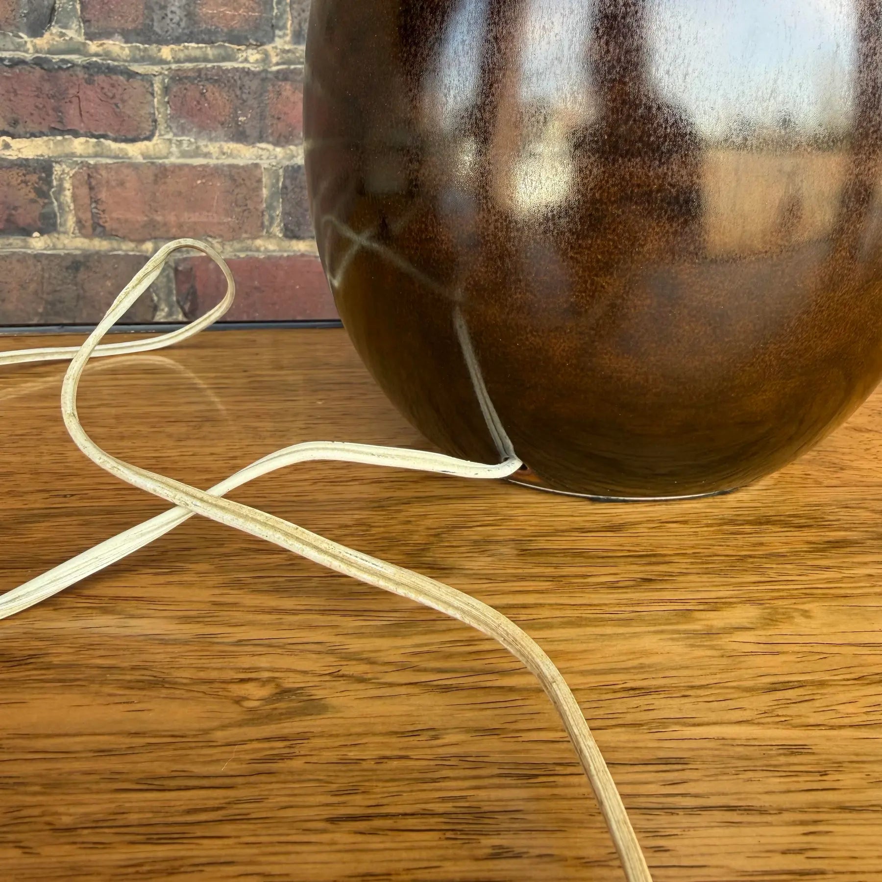 1960s Mid-Century Modern Lotte and Gunnar Bostlund Danish Brown Ceramic Table Lamp