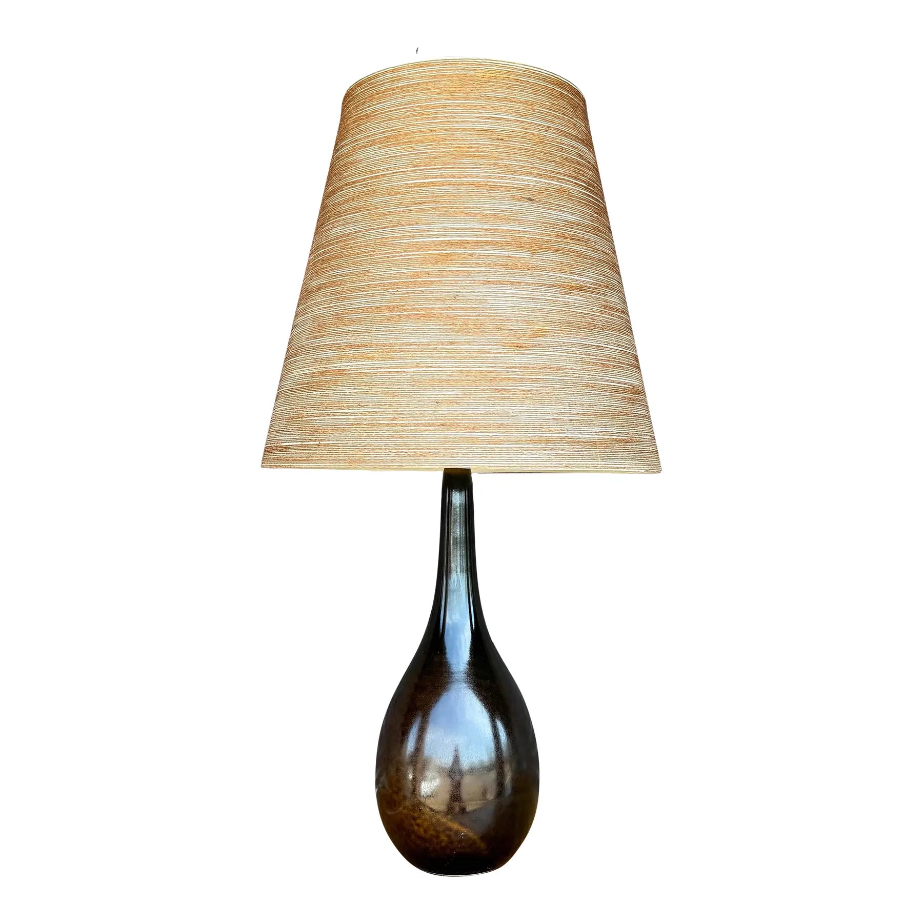1960s Mid-Century Modern Lotte and Gunnar Bostlund Danish Brown Ceramic Table Lamp