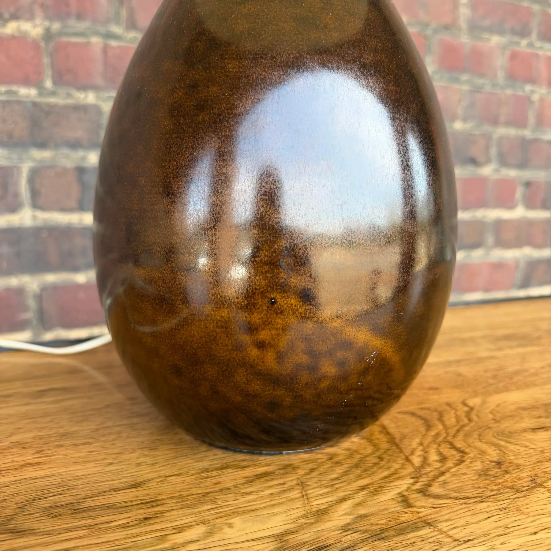 1960s Mid-Century Modern Lotte and Gunnar Bostlund Danish Brown Ceramic Table Lamp