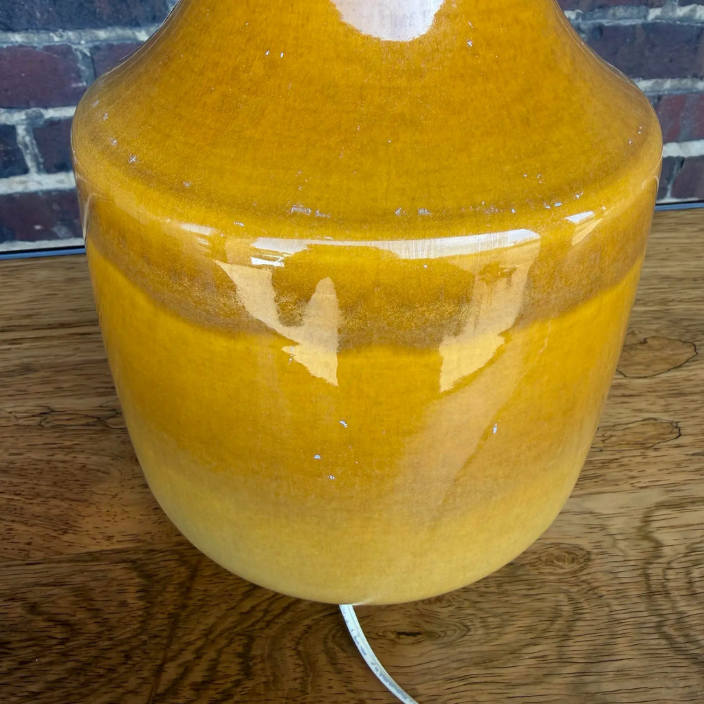 1960s Mid-Century Modern Lotte and Gunnar Bostlund Danish Gold Yellow Ceramic Table Lamp