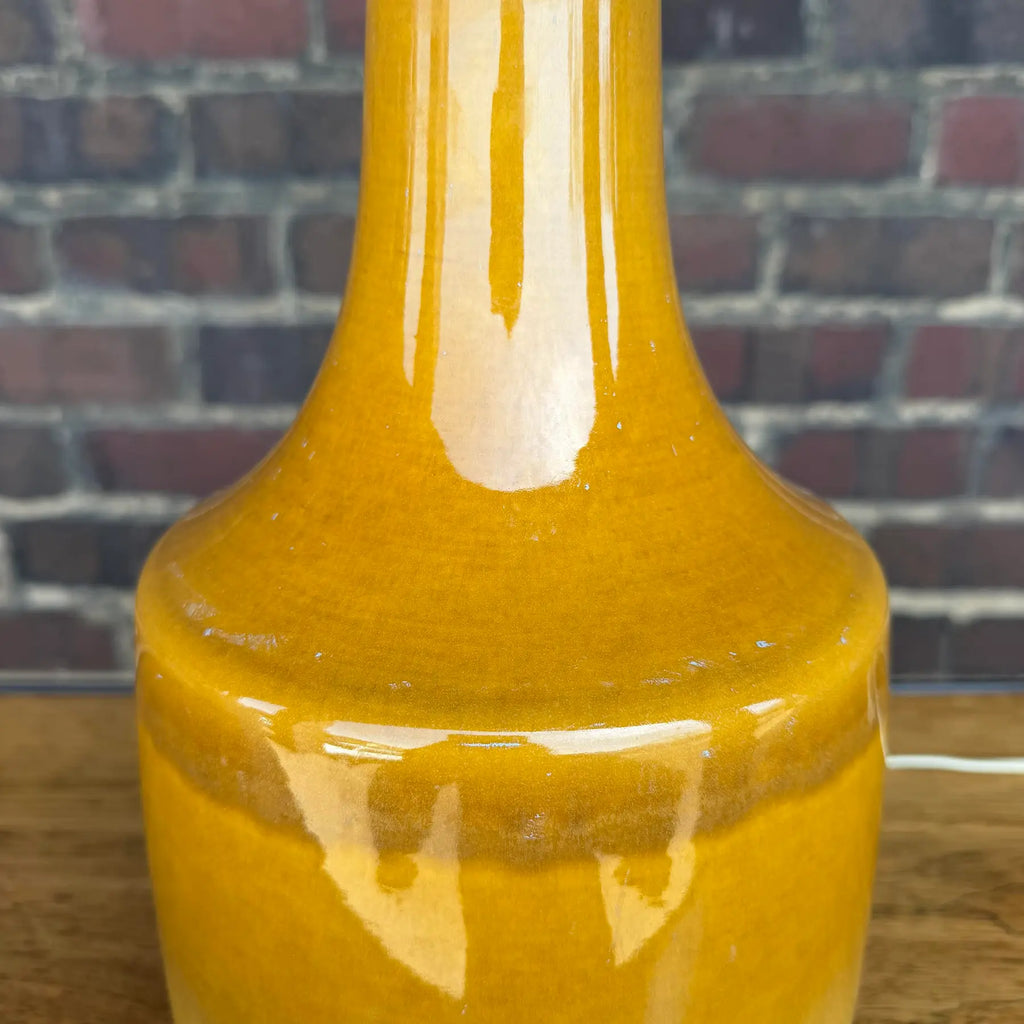 1960s Mid-Century Modern Lotte and Gunnar Bostlund Danish Gold Yellow Ceramic Table Lamp
