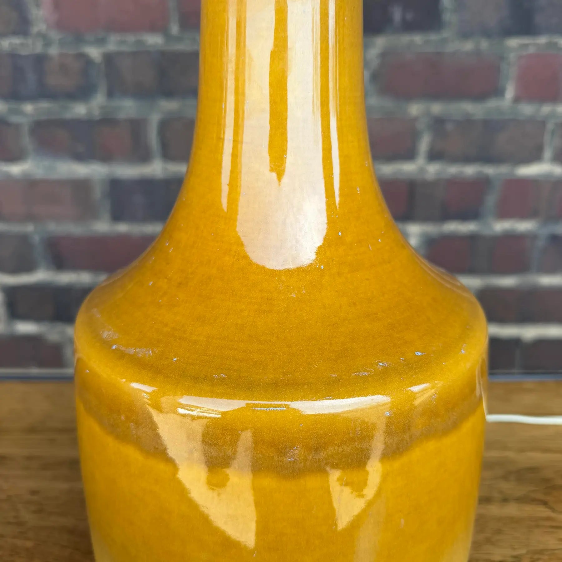 1960s Mid-Century Modern Lotte and Gunnar Bostlund Danish Gold Yellow Ceramic Table Lamp