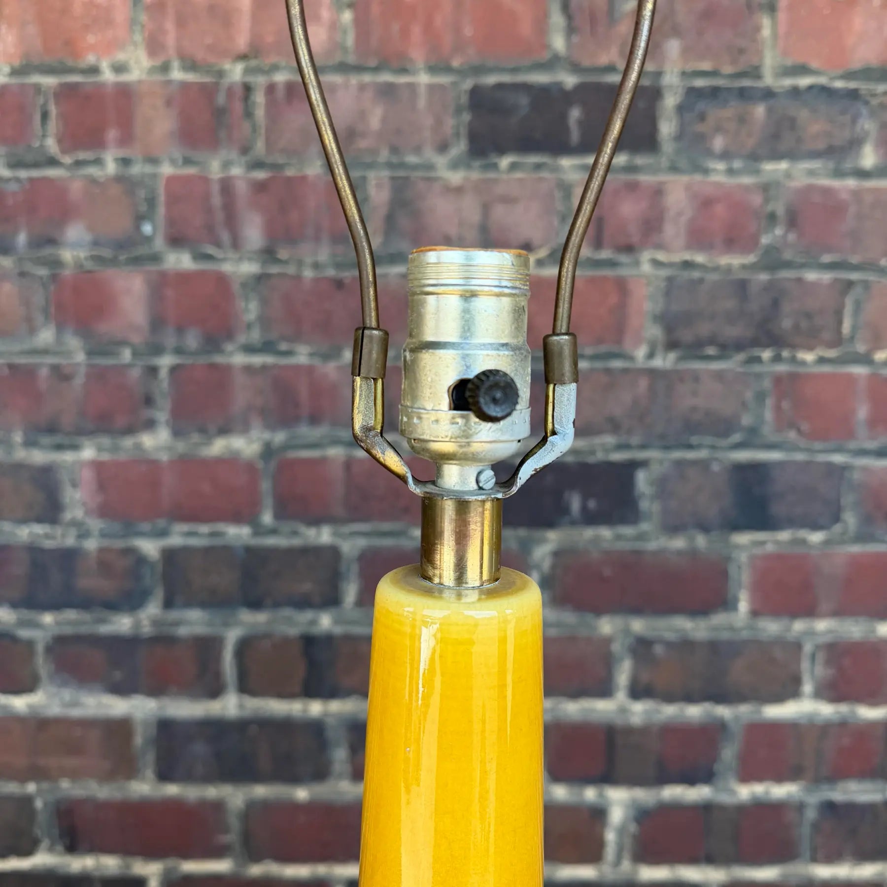 1960s Mid-Century Modern Lotte and Gunnar Bostlund Danish Gold Yellow Ceramic Table Lamp