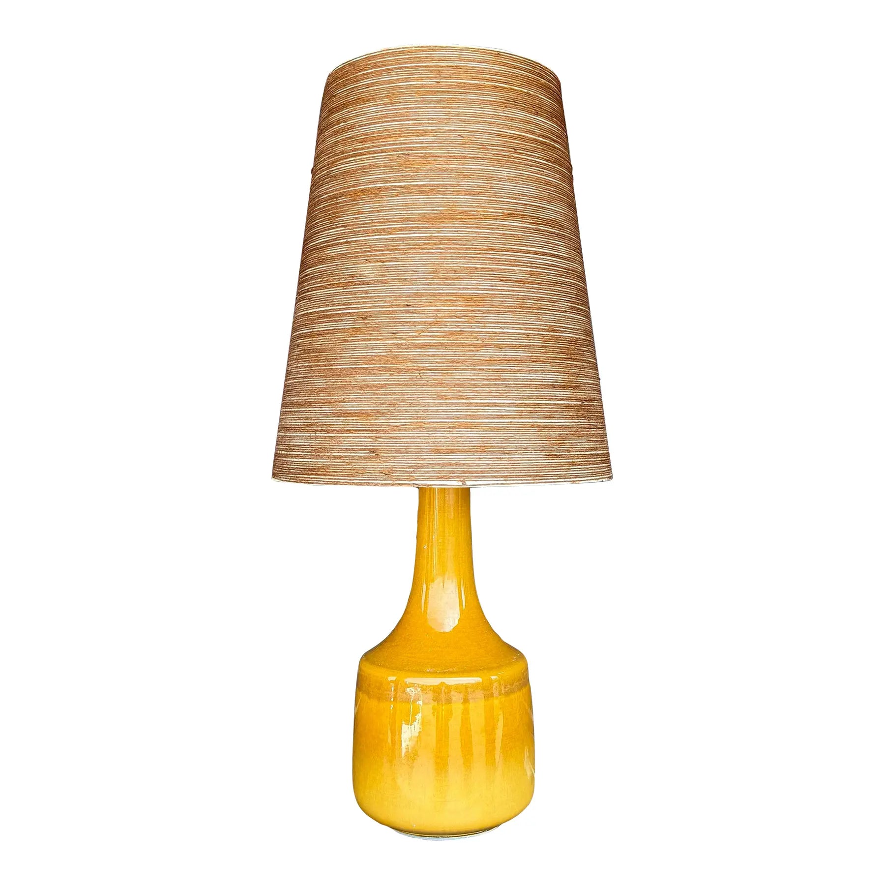 1960s Mid-Century Modern Lotte and Gunnar Bostlund Danish Gold Yellow Ceramic Table Lamp