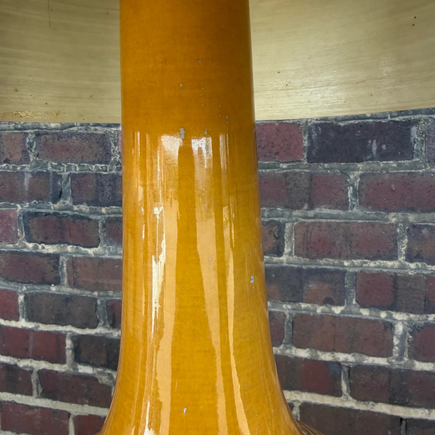 1960s Mid-Century Modern Lotte and Gunnar Bostlund Danish Gold Yellow Ceramic Table Lamp