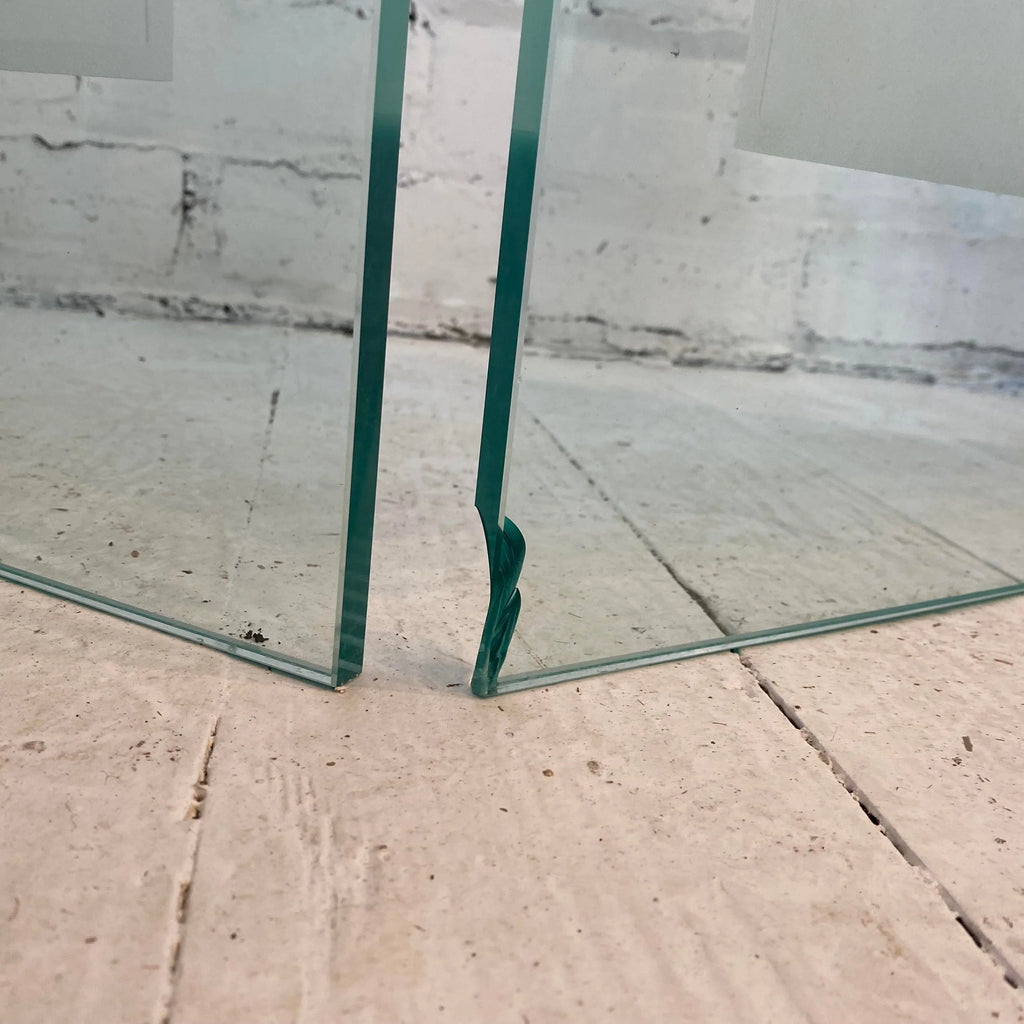1970s Art Deco Style Glass Divider Sandblasted Glass With Brass Hardware