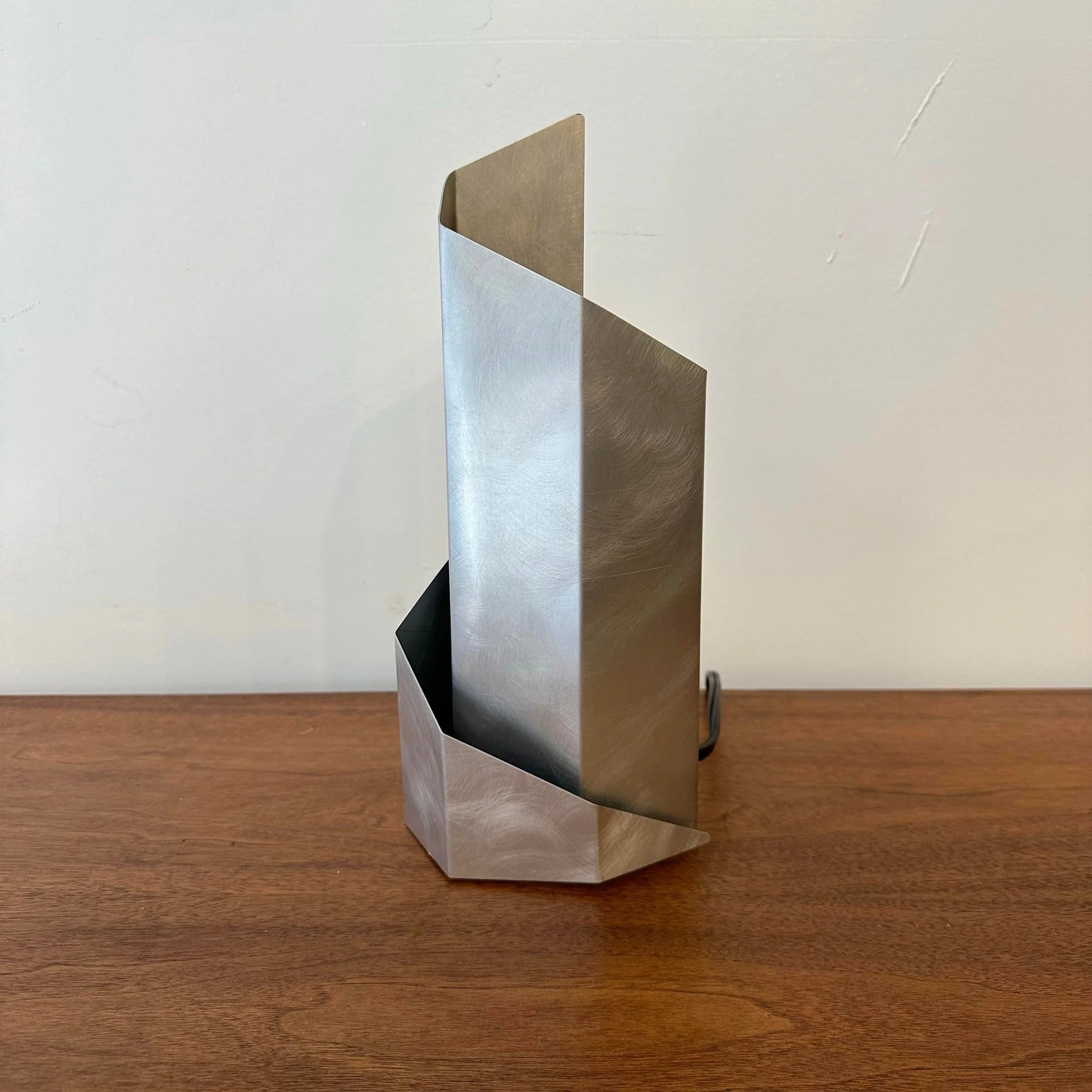 1970s Constructivist Table Lamp in Folded Aluminum by Godley-Schwan