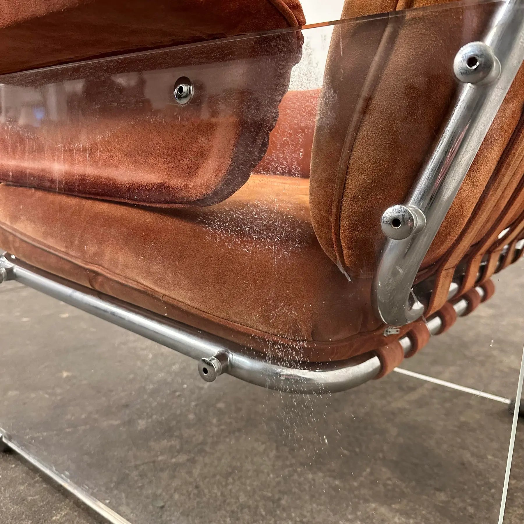 1970s Italian Pol Flex Artegna Lucite & Chrome Lounge Chair