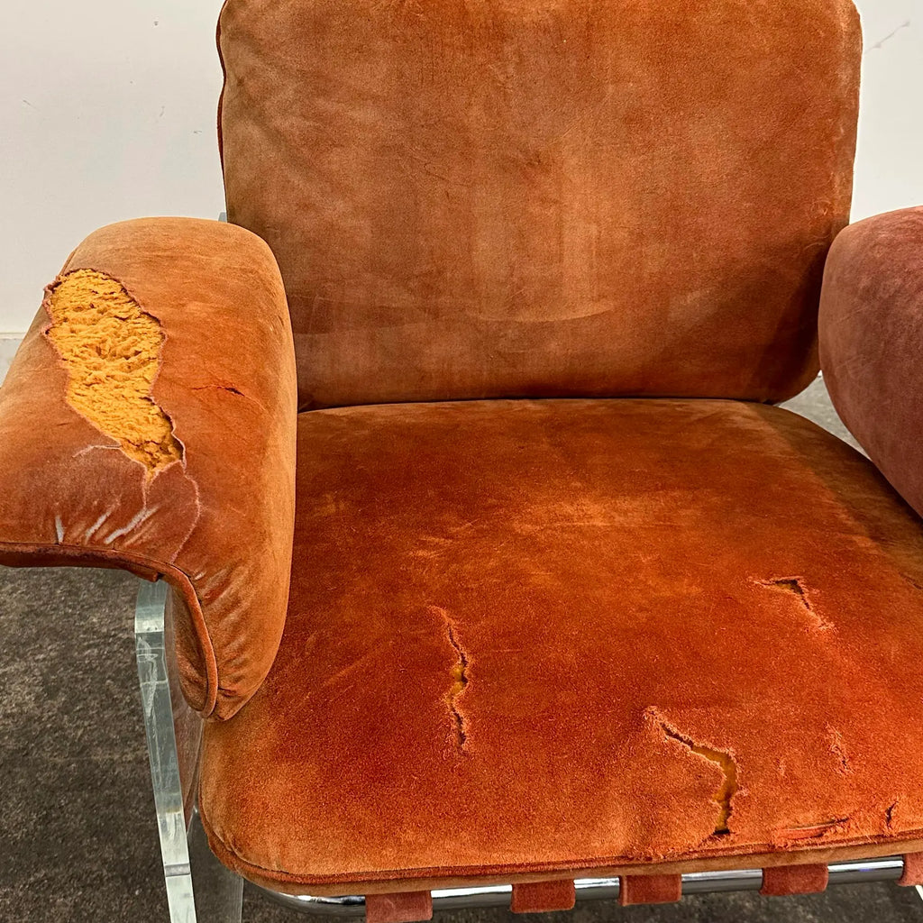 1970s Italian Pol Flex Artegna Lucite & Chrome Lounge Chair