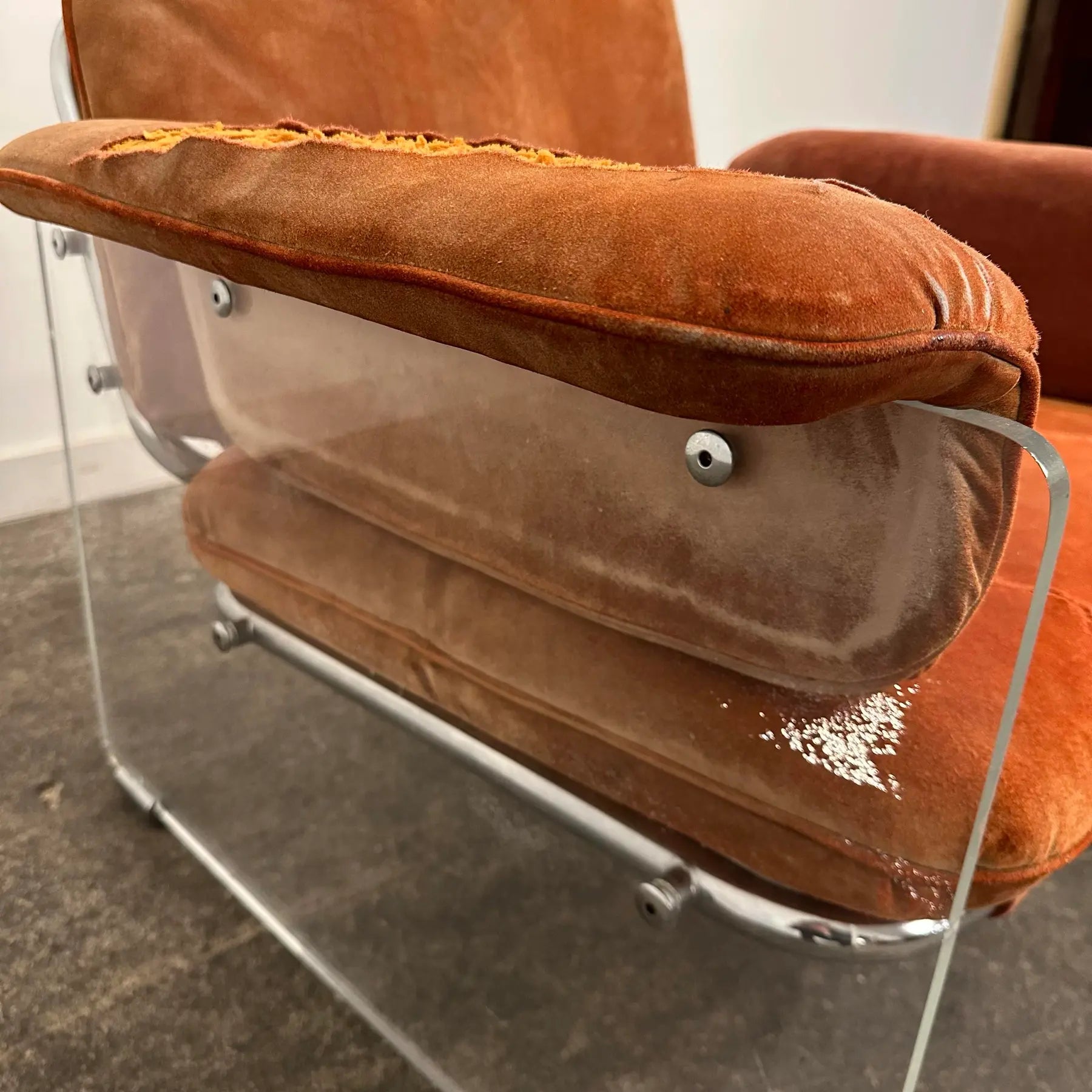 1970s Italian Pol Flex Artegna Lucite & Chrome Lounge Chair