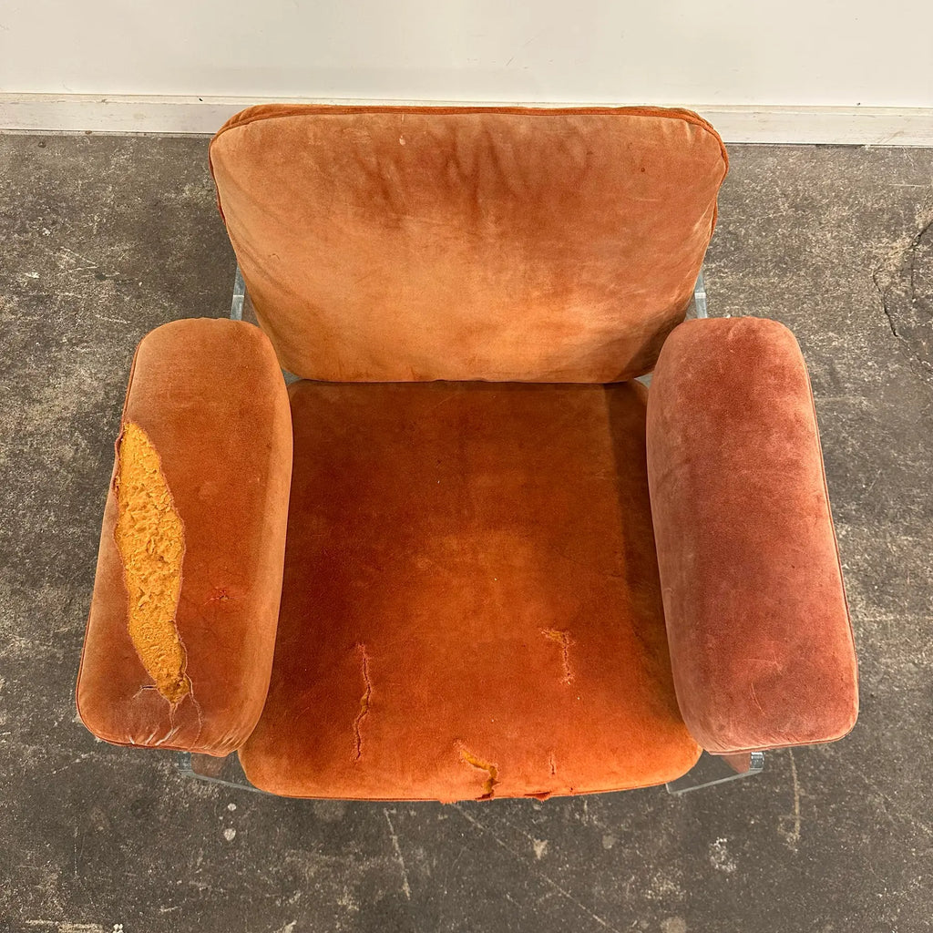 1970s Italian Pol Flex Artegna Lucite & Chrome Lounge Chair