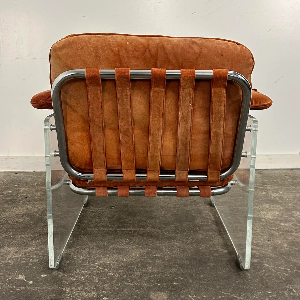 1970s Italian Pol Flex Artegna Lucite & Chrome Lounge Chair