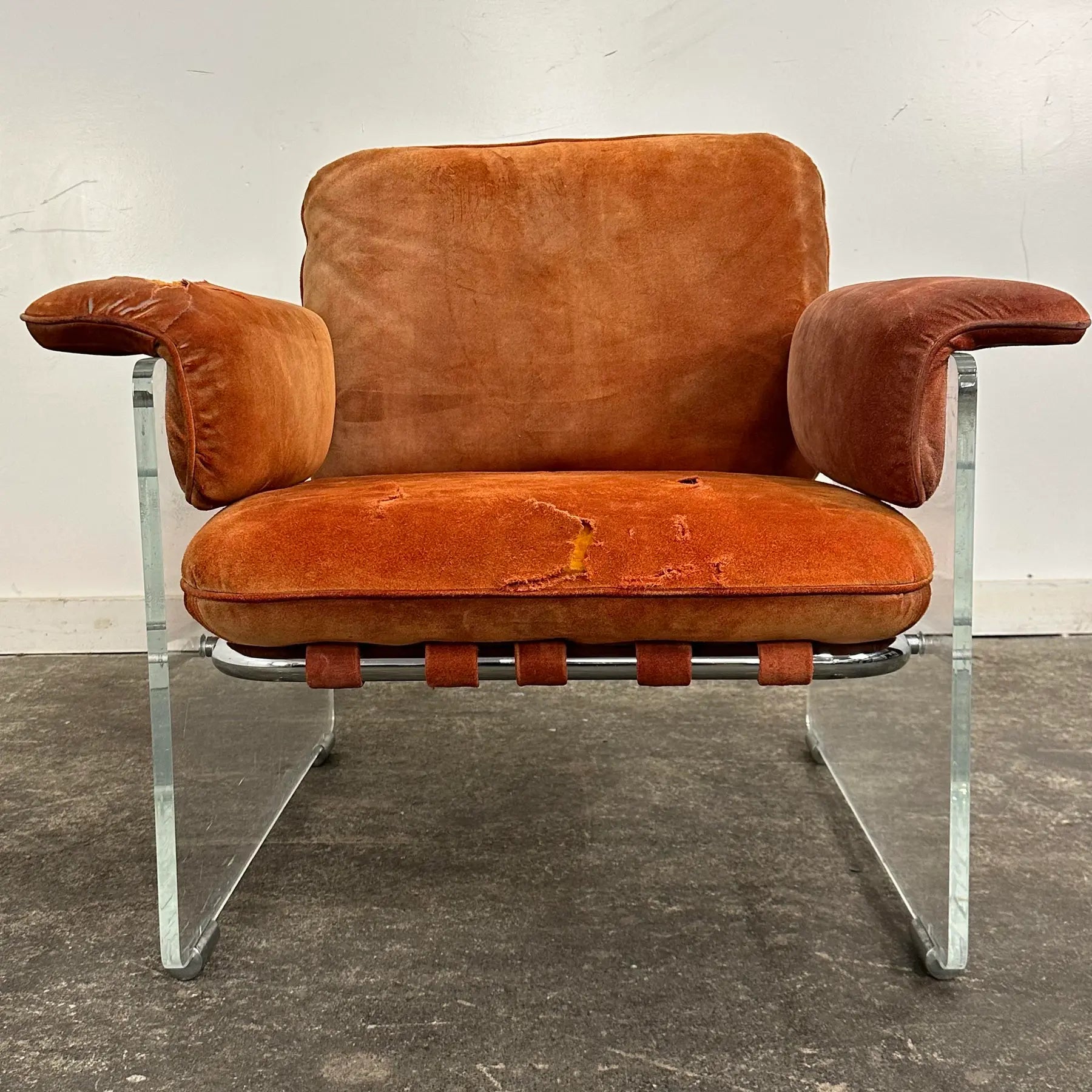 1970s Italian Pol Flex Artegna Lucite & Chrome Lounge Chair