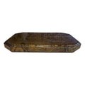 1970s Large Brass and Woodgrain Lacquer Coffee Table