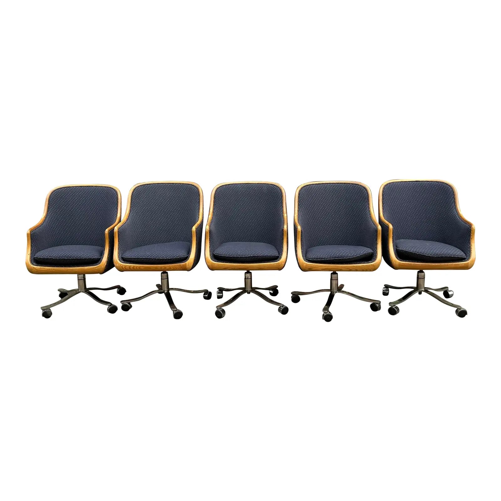 1970s Ward Bennett Office Chairs- Set of 5