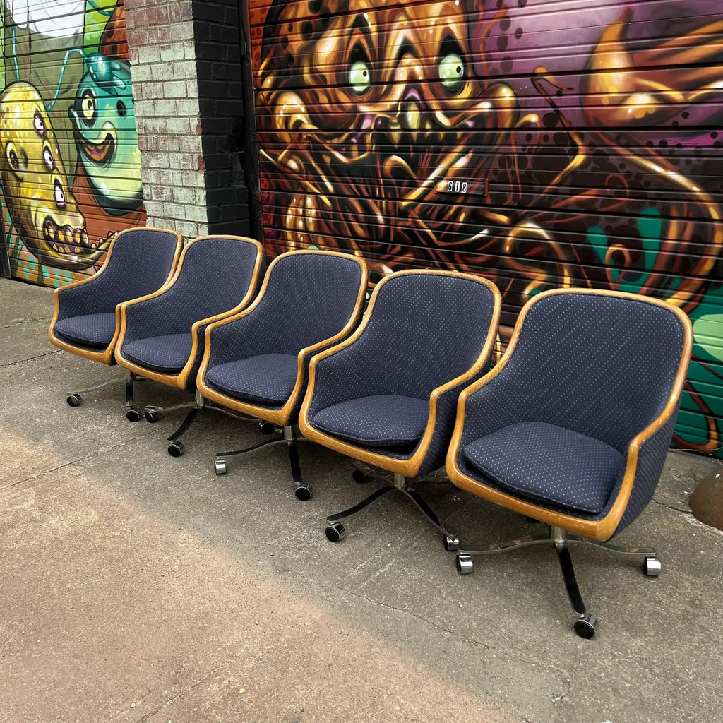 1970s Ward Bennett Office Chairs- Set of 5
