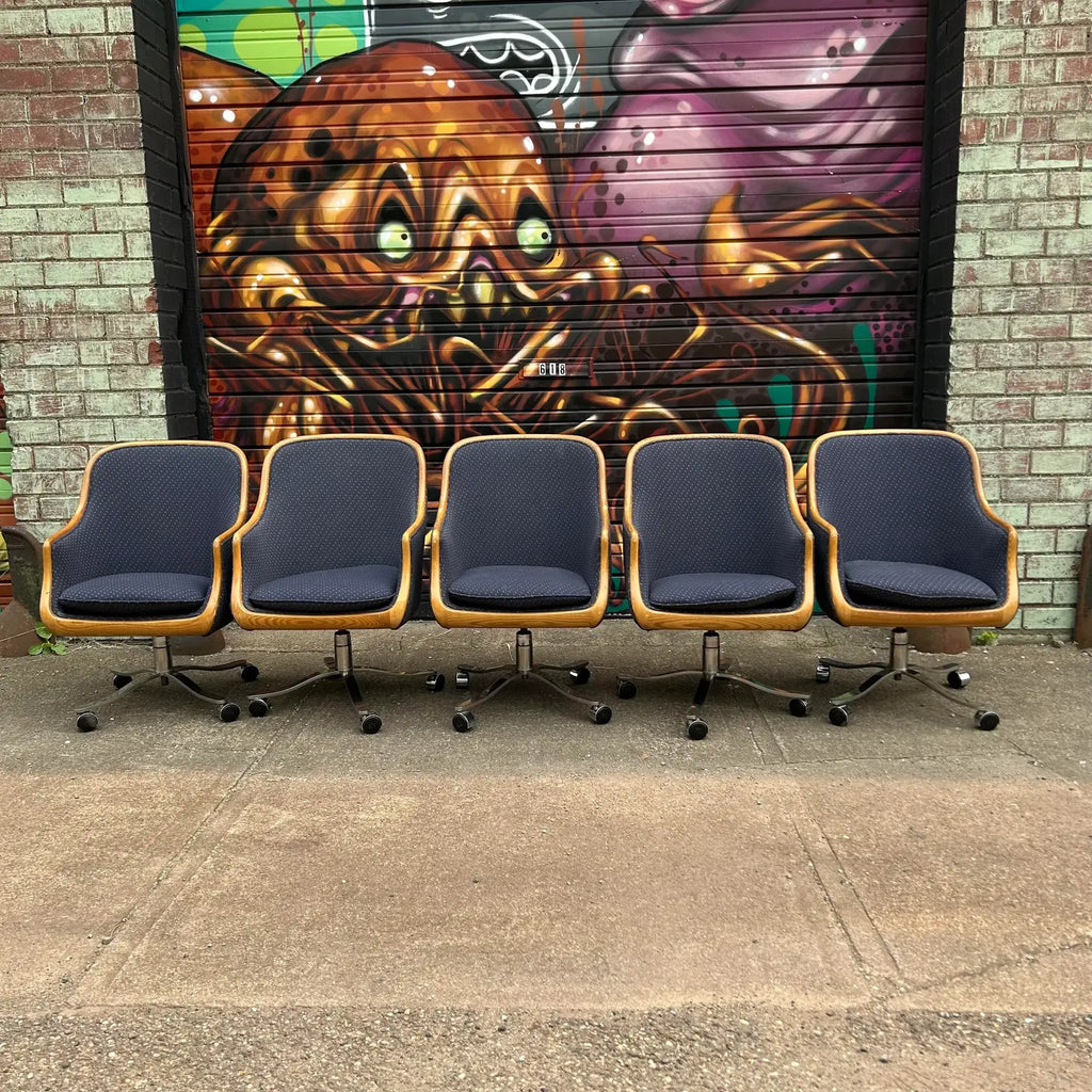 1970s Ward Bennett Office Chairs- Set of 5