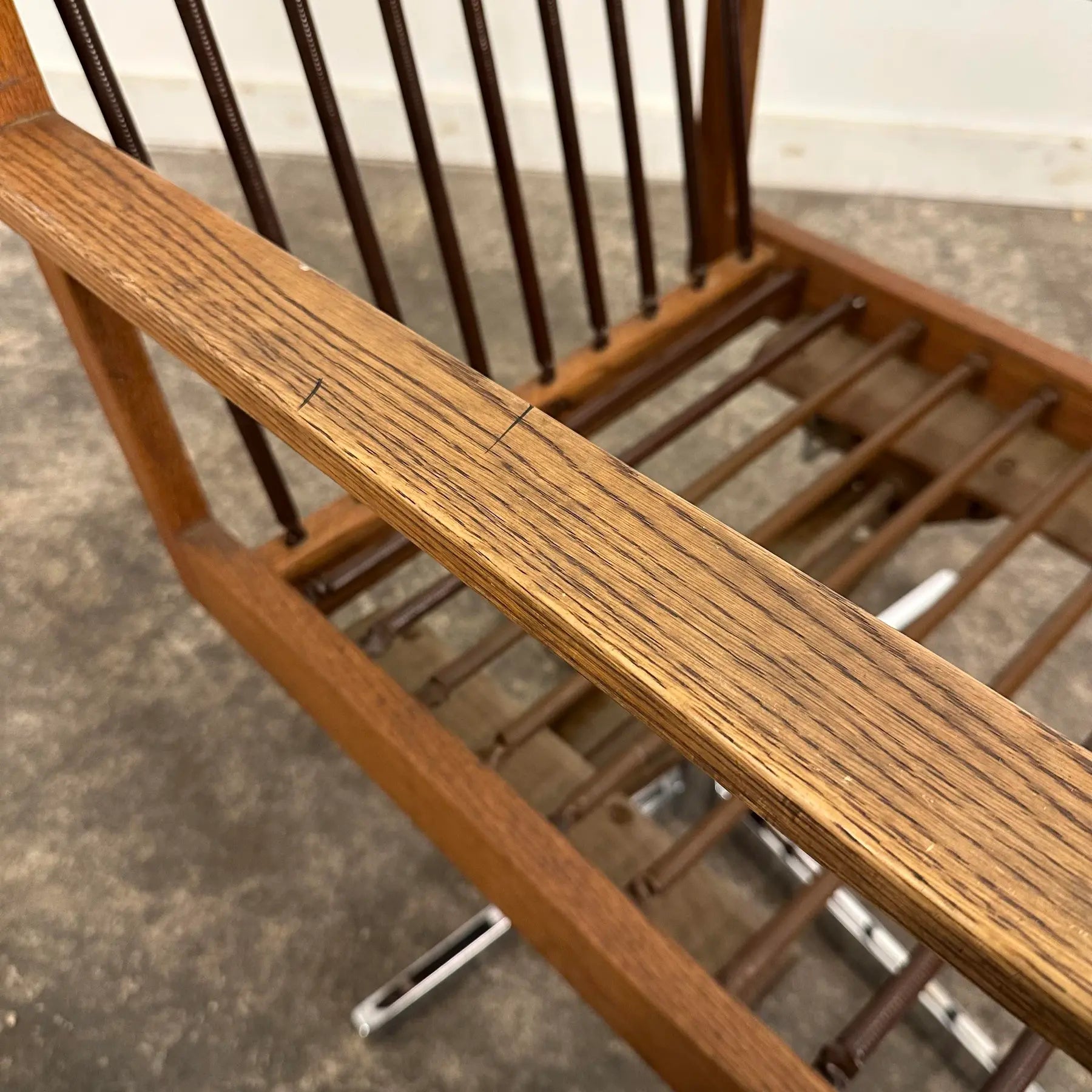1971 Arden Riddle Oak Swivel Rocking Office Chair Mid Century Modern