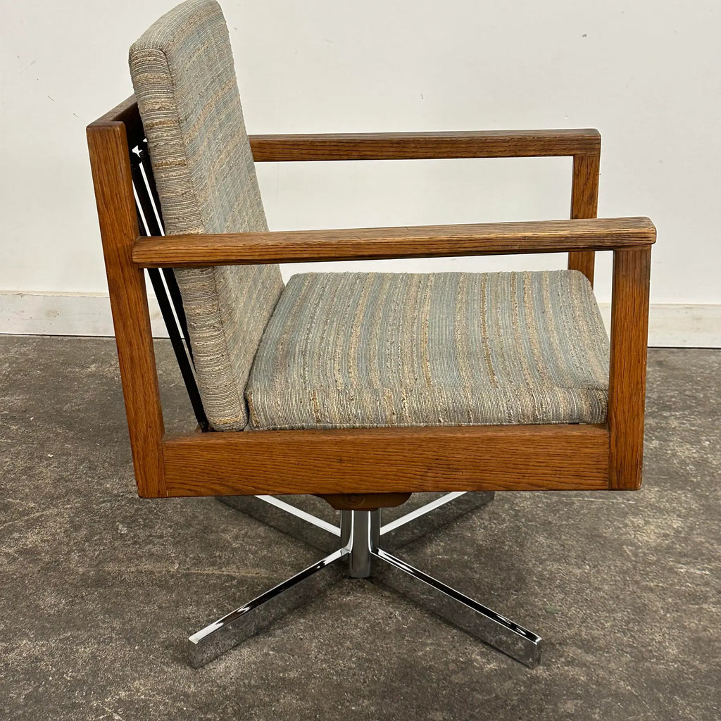 1971 Arden Riddle Oak Swivel Rocking Office Chair Mid Century Modern