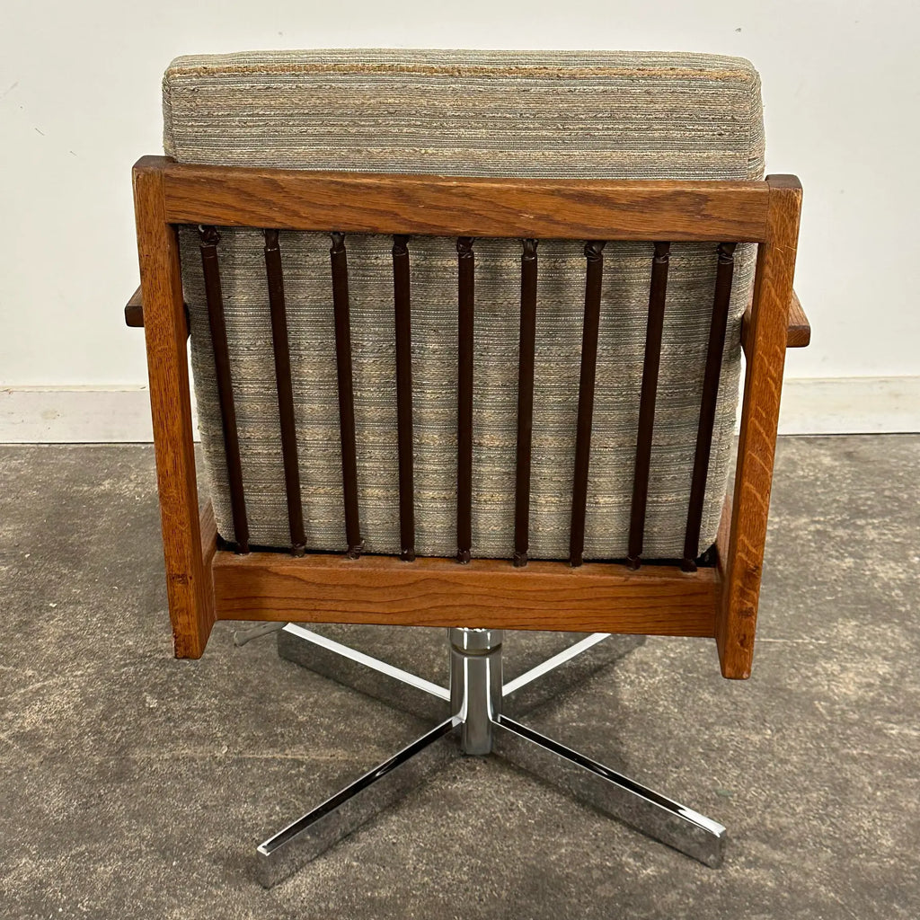 1971 Arden Riddle Oak Swivel Rocking Office Chair Mid Century Modern