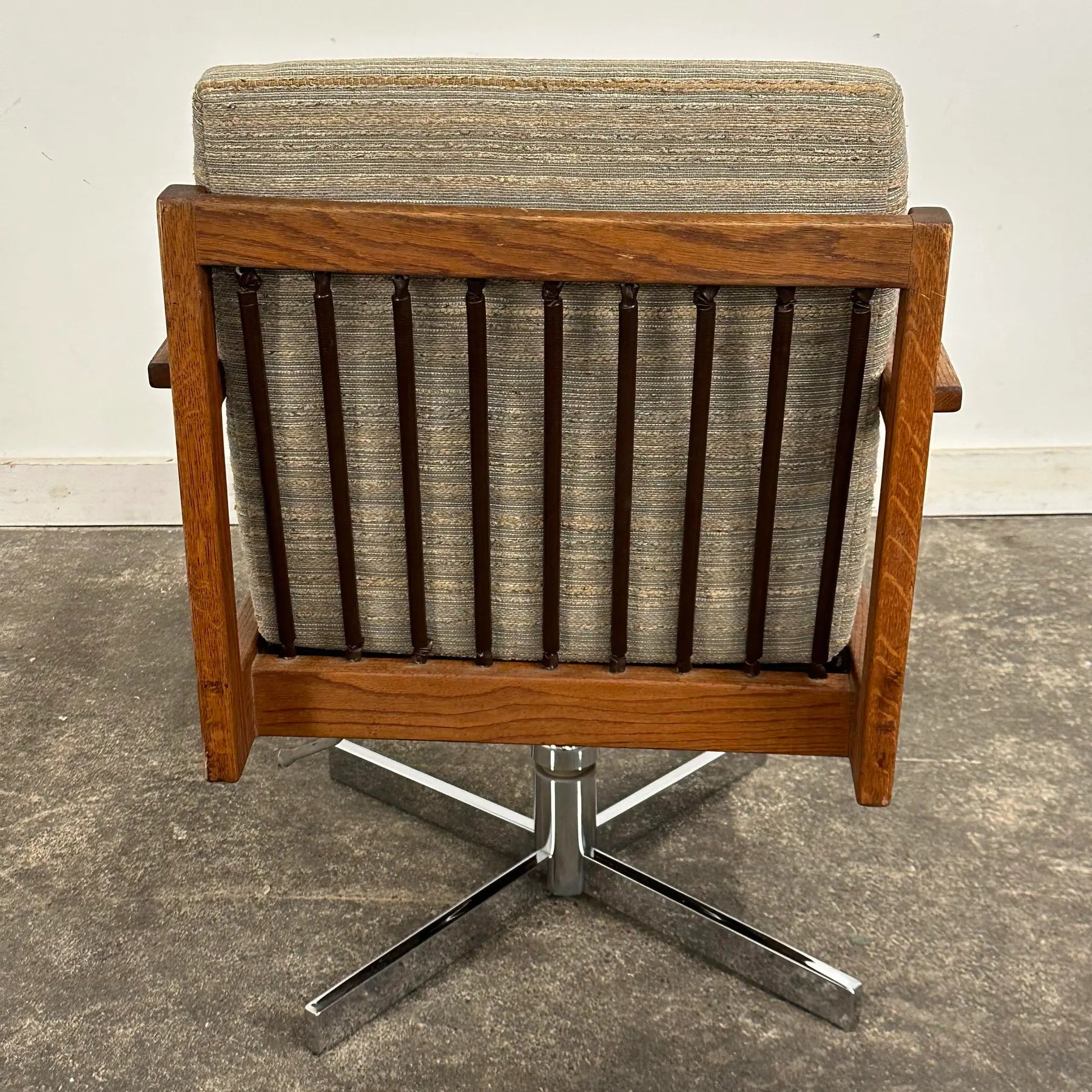 1971 Arden Riddle Oak Swivel Rocking Office Chair Mid Century Modern
