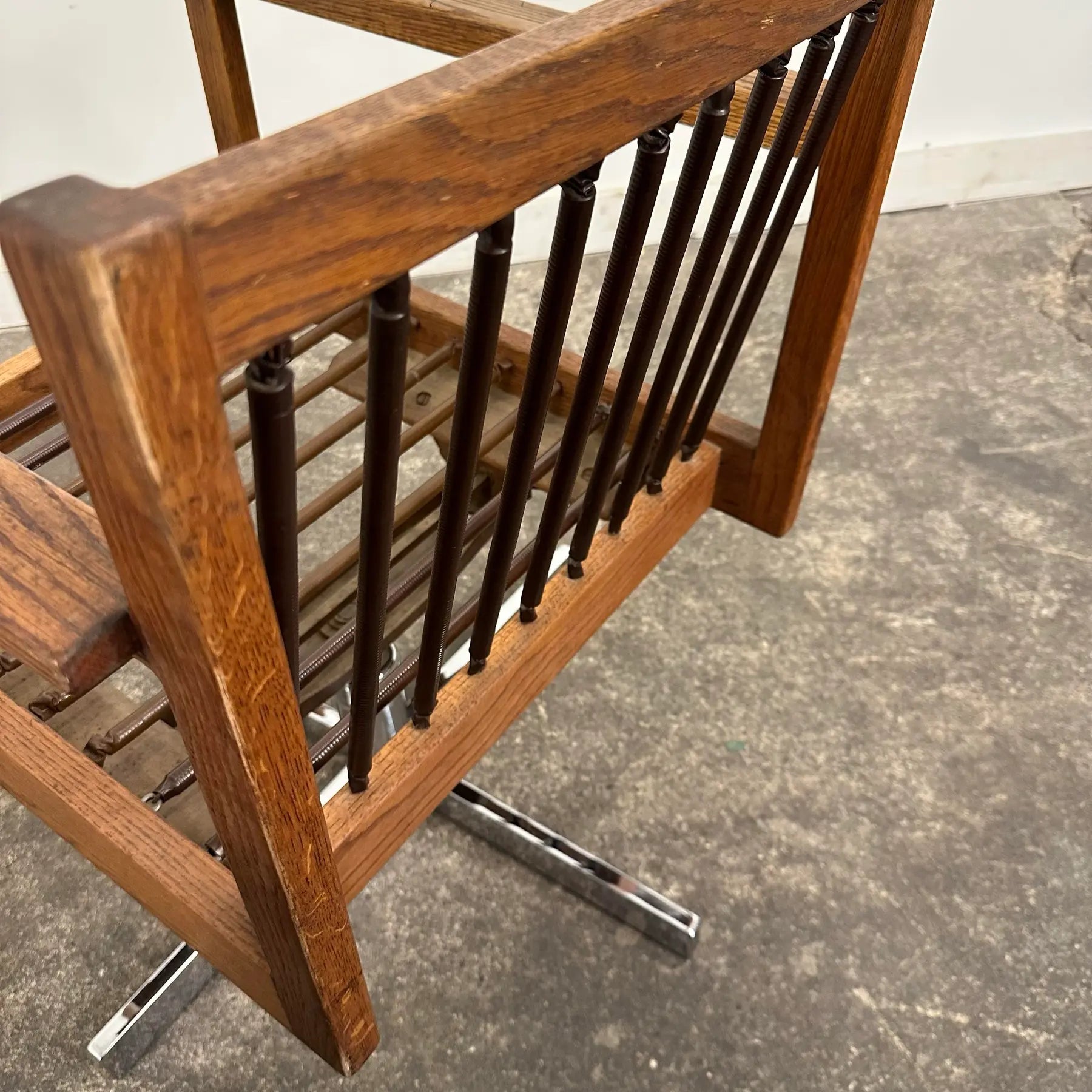 1971 Arden Riddle Oak Swivel Rocking Office Chair Mid Century Modern
