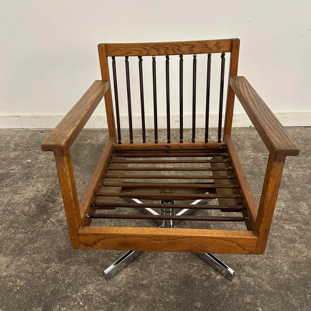 1971 Arden Riddle Oak Swivel Rocking Office Chair Mid Century Modern