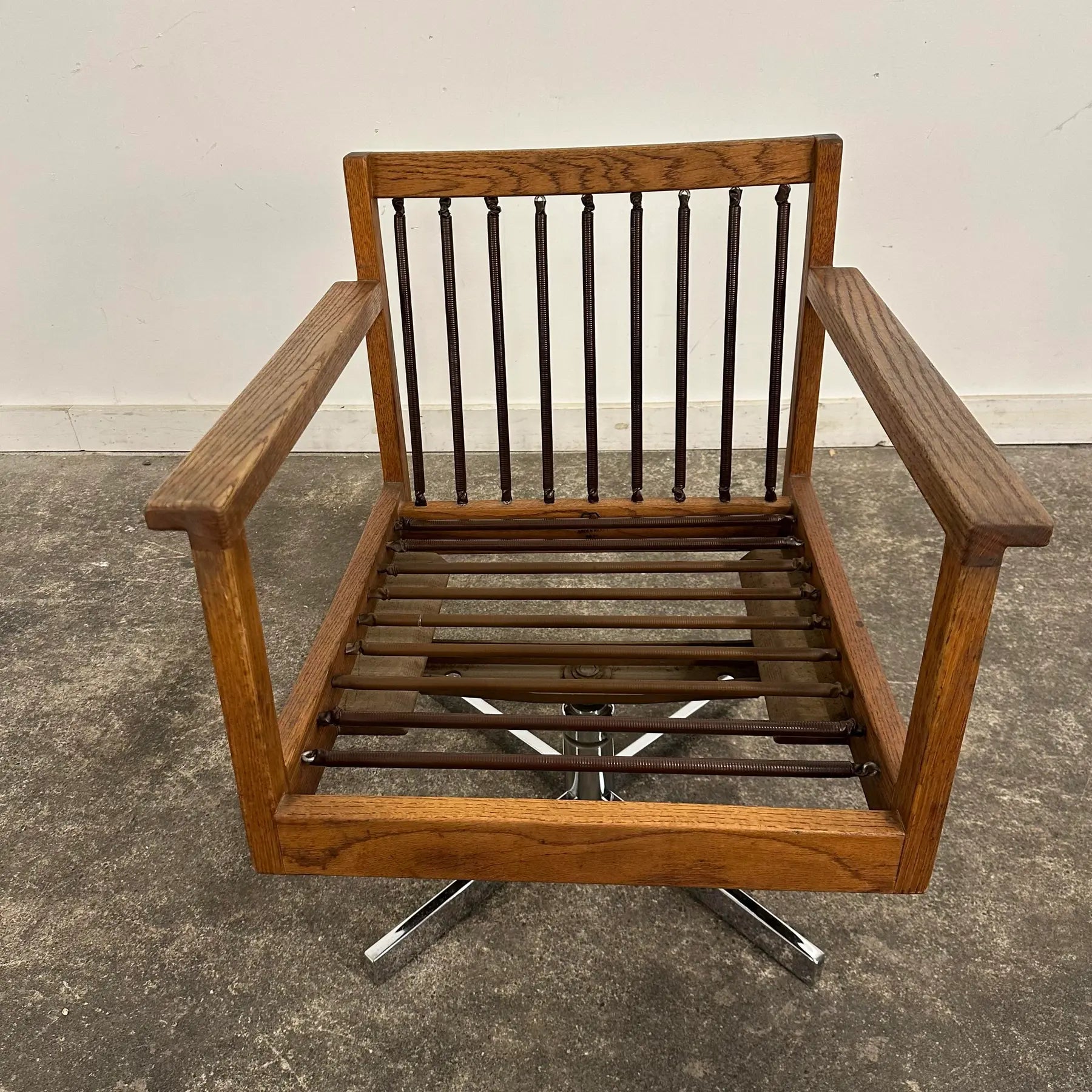 1971 Arden Riddle Oak Swivel Rocking Office Chair Mid Century Modern