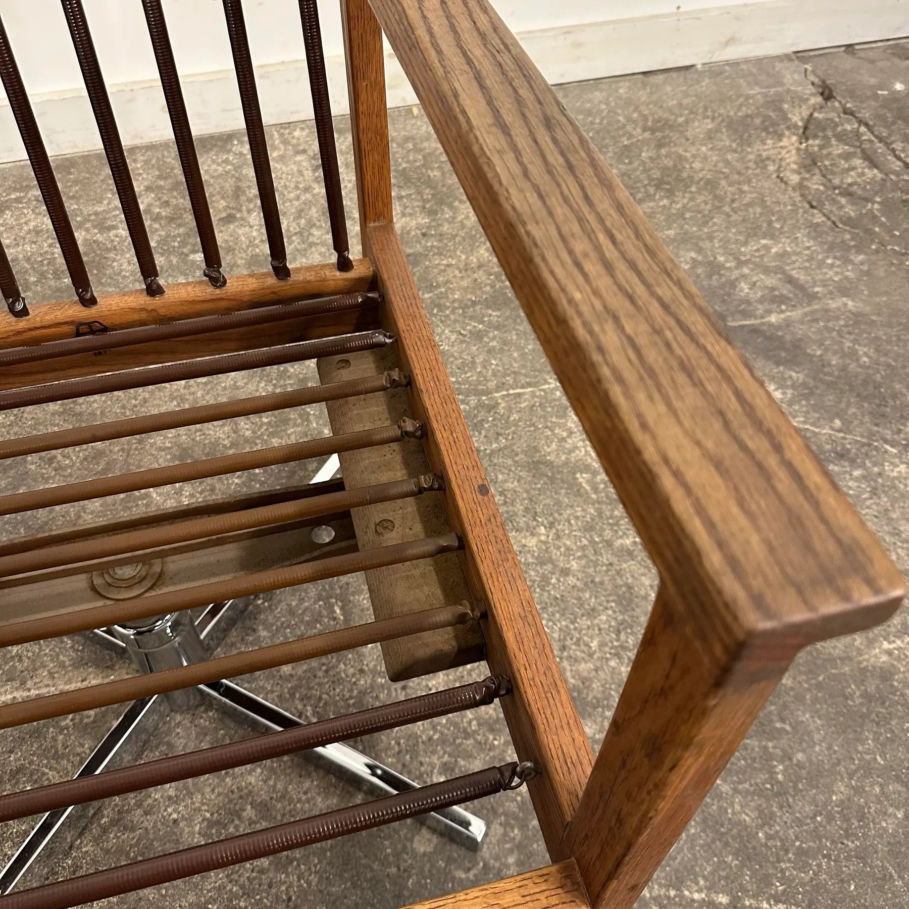 1971 Arden Riddle Oak Swivel Rocking Office Chair Mid Century Modern